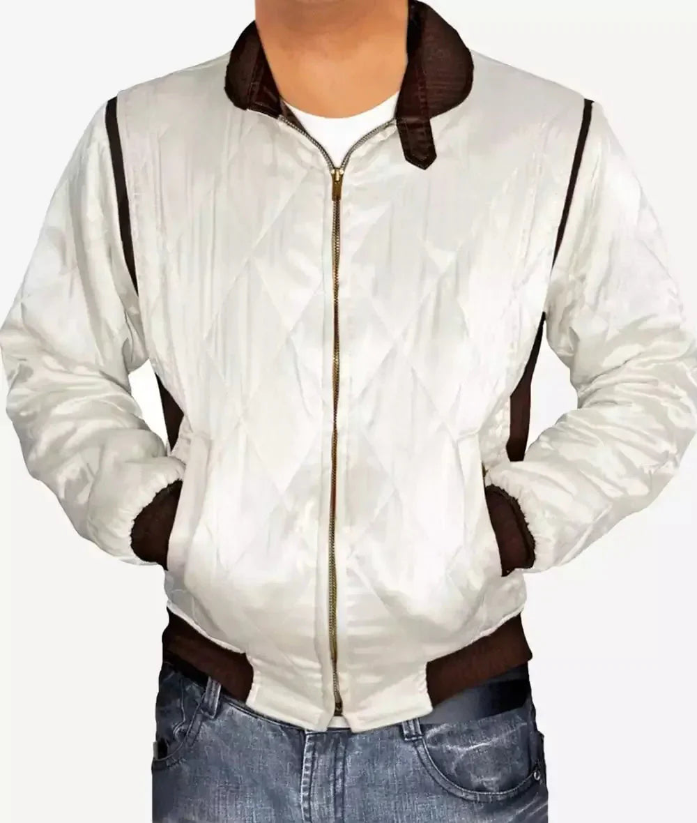 Men’s White Scorpion Logo Bomber Jacket USA Jackets