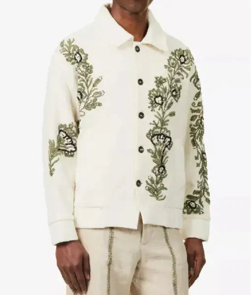 Celebs Go Dating Leaf Embroidered Jacket USA Jackets