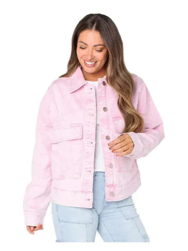 Women’s Celebrity Pink Oversized Denim Jacket USA Jackets