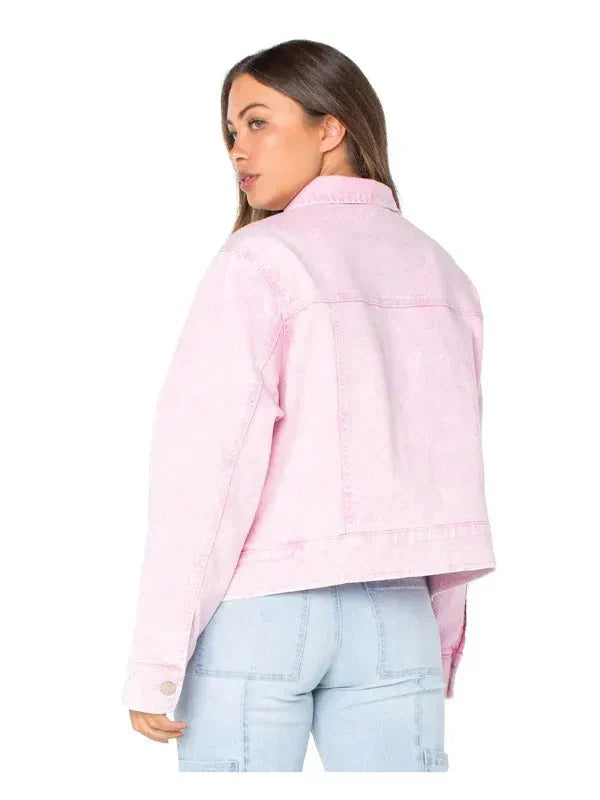 Women’s Celebrity Pink Oversized Denim Jacket USA Jackets