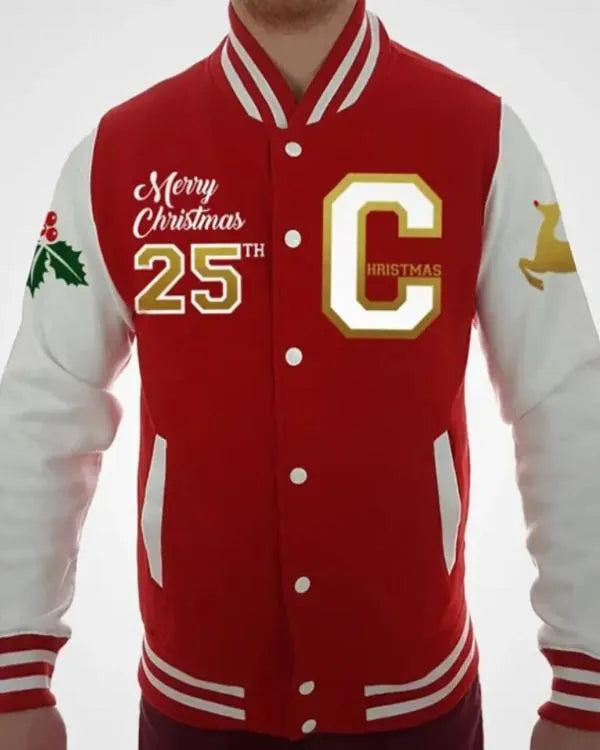 Merry Christmas Red Varsity Jacket