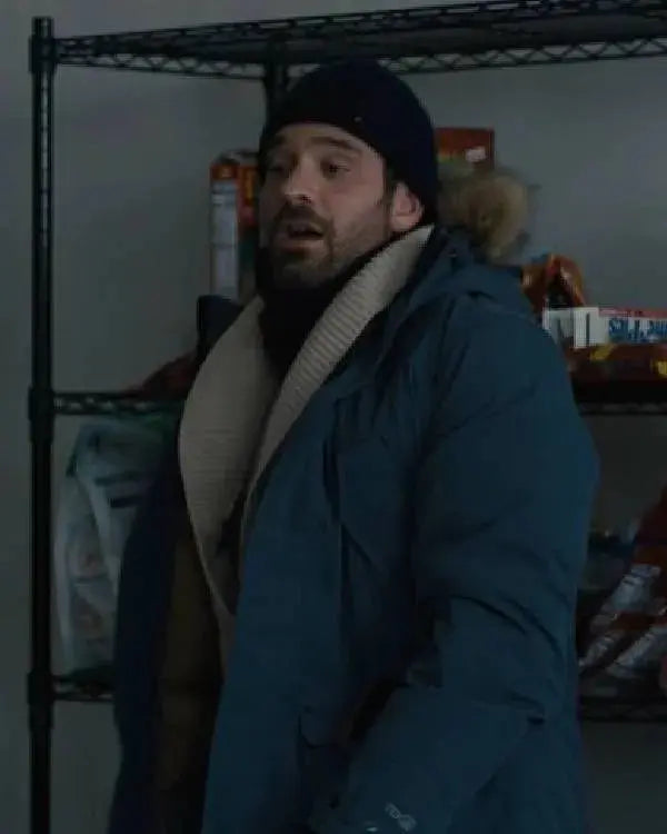 Merv 2025 Charlie Cox Blue Fur Hooded Coat