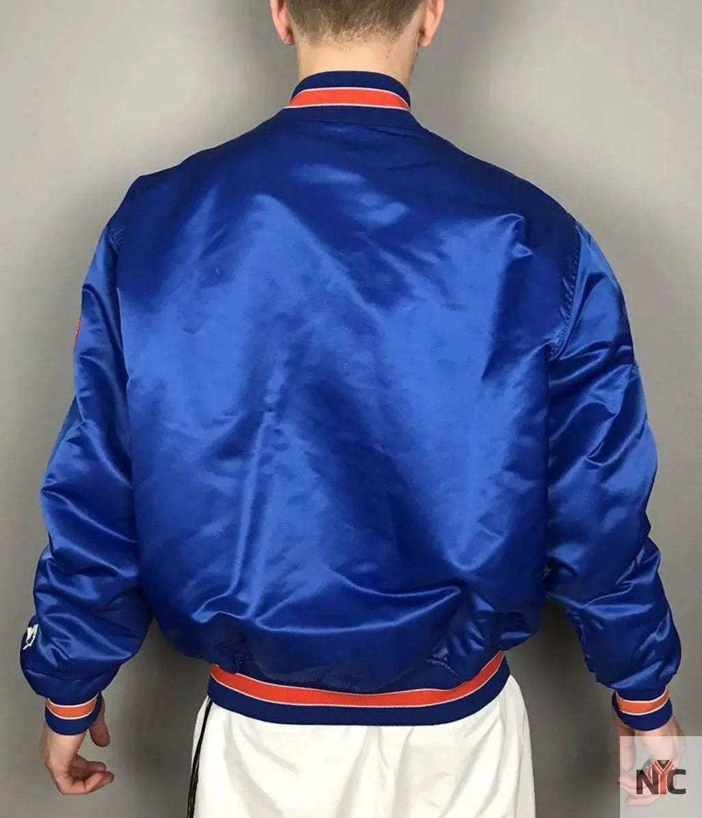 Mets New York Blue and White Satin Jacket Clanton Jacket