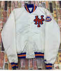 Mets New York Blue and White Satin Jacket Clanton Jacket