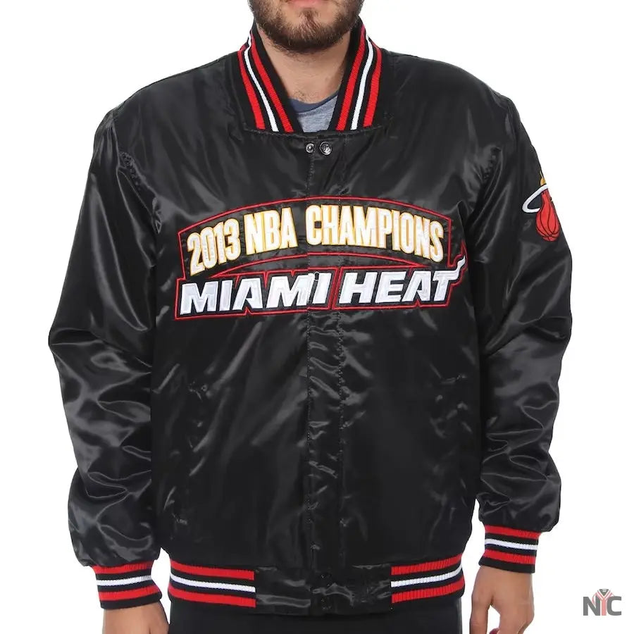 Miami Heat Black NBA Finals Champions Full-snap Jacket Clanton Jacket