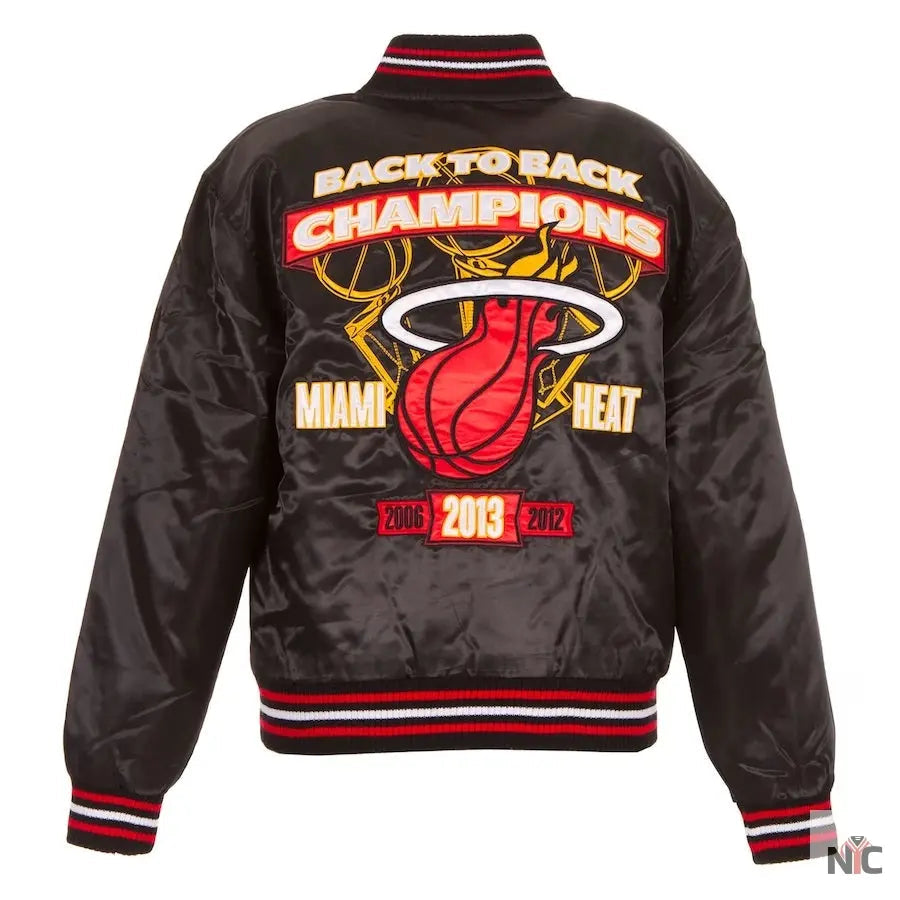 Miami Heat Black NBA Finals Champions Full-snap Jacket Clanton Jacket