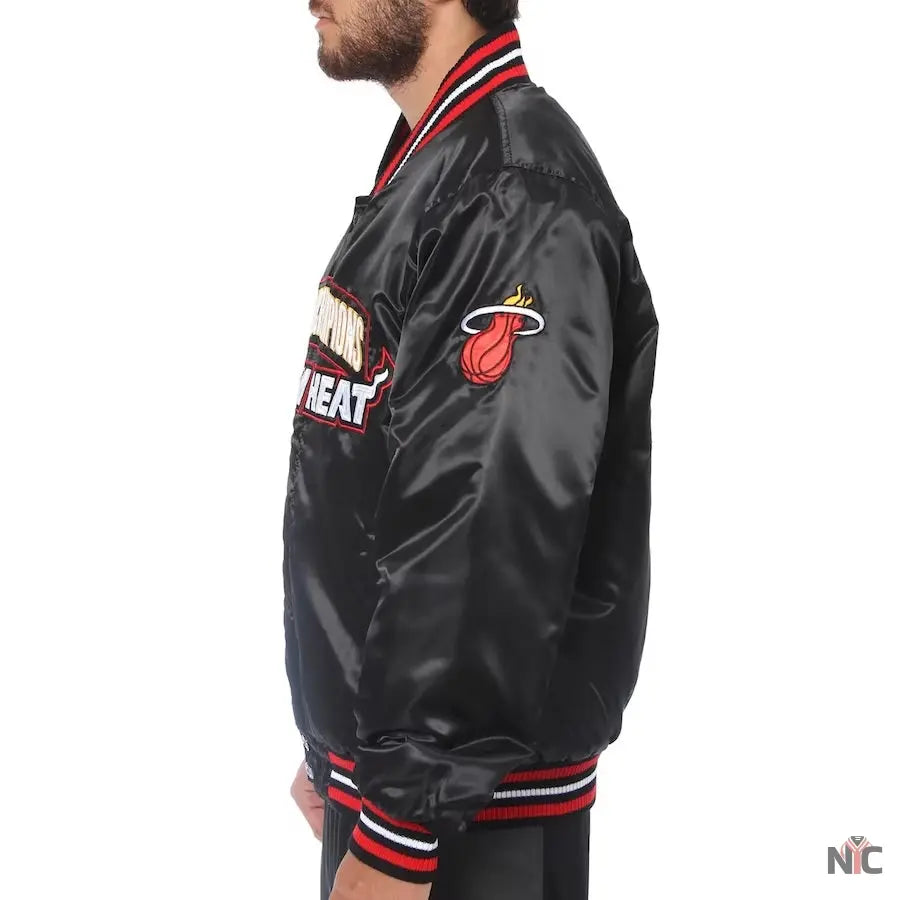 Miami Heat Black NBA Finals Champions Full-snap Jacket Clanton Jacket