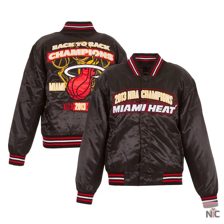 Miami Heat Black NBA Finals Champions Full-snap Jacket Clanton Jacket
