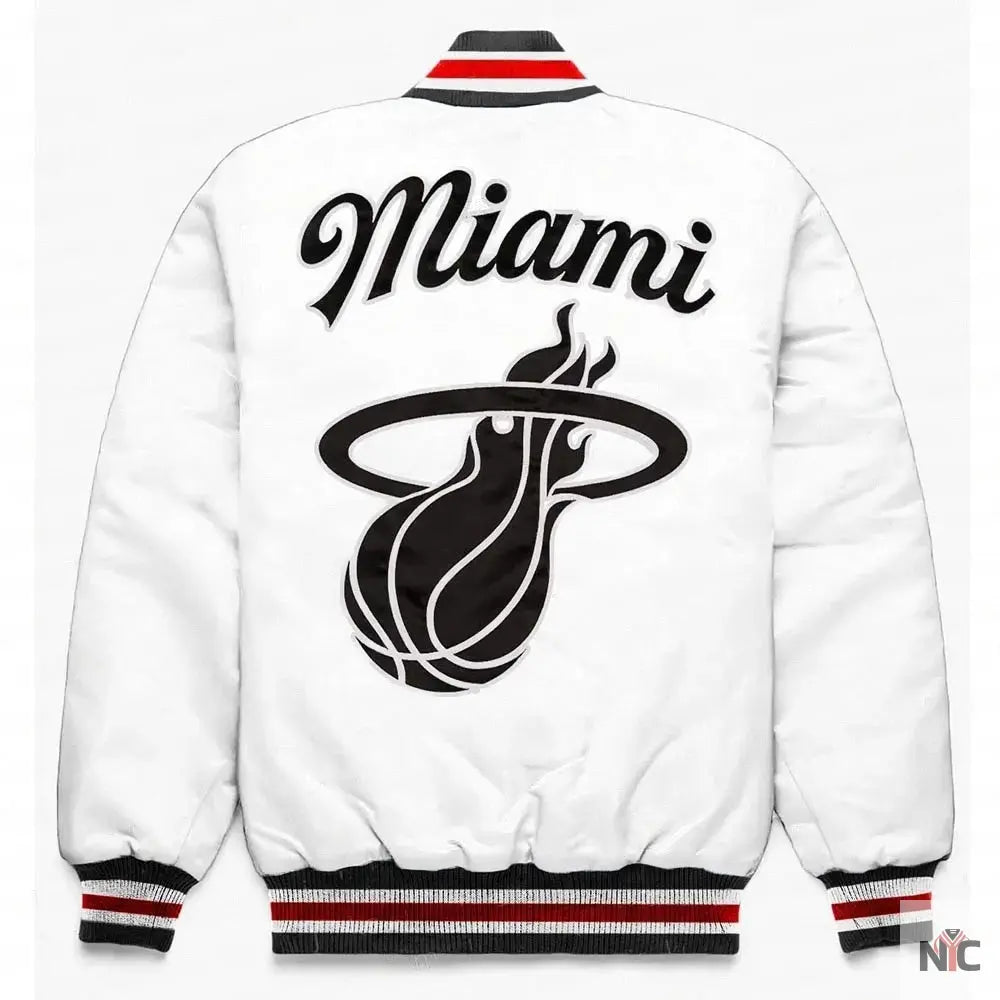 Miami Heat Exclusive White Satin Jacket Clanton Jacket