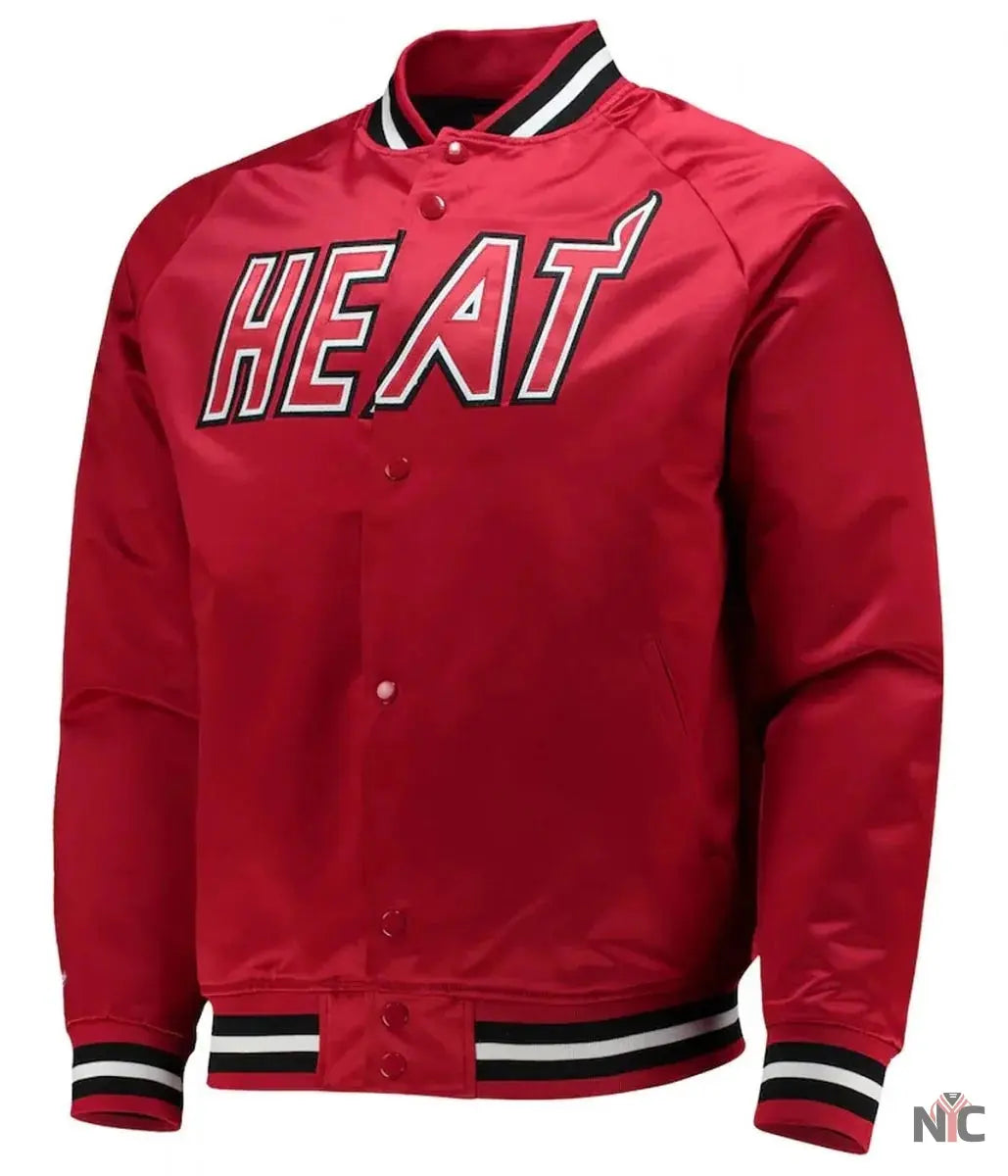Miami Heat Hardwood Classics Red Satin Jacket Clanton Jacket