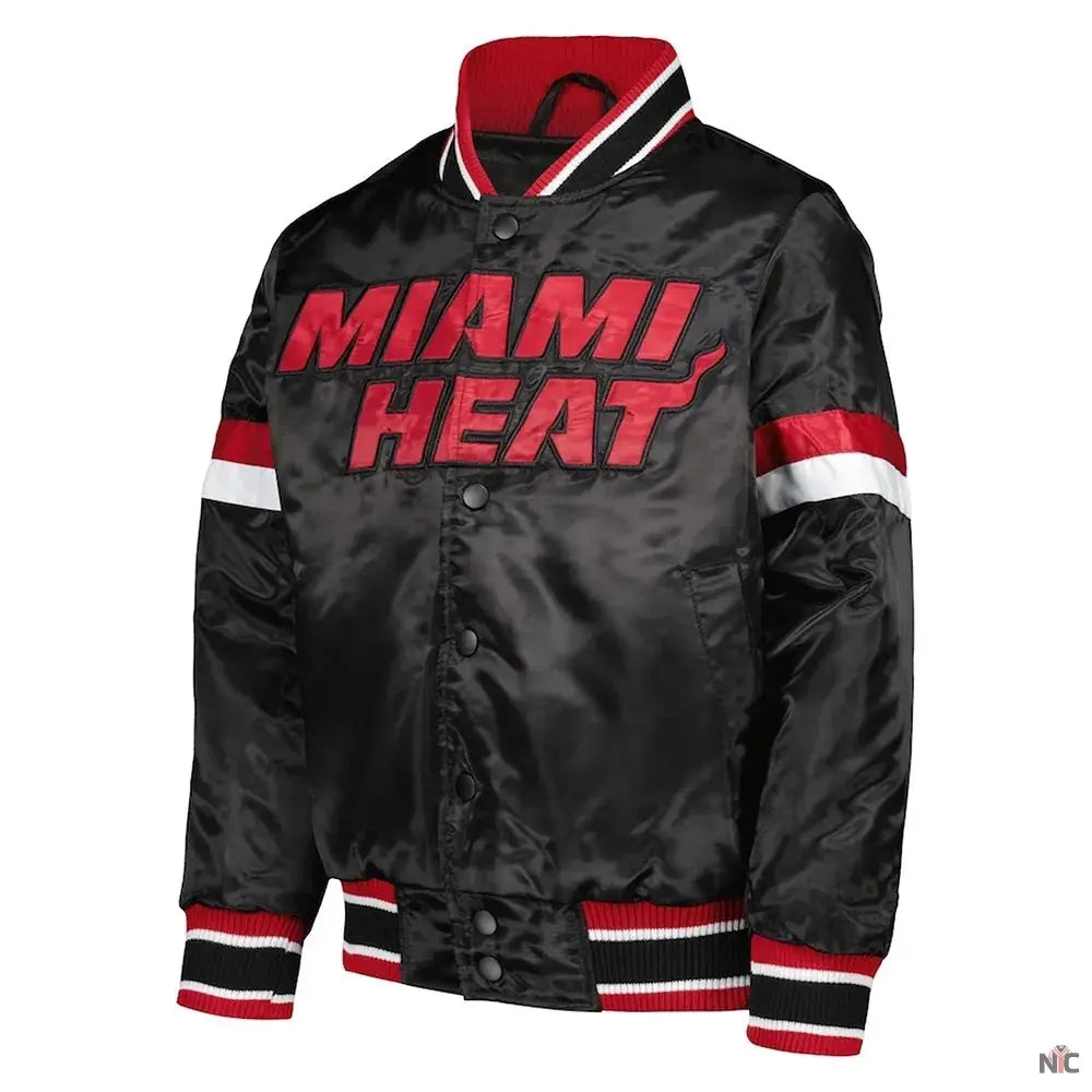 Miami Heat Home Game Black Satin Jacket Clanton Jacket