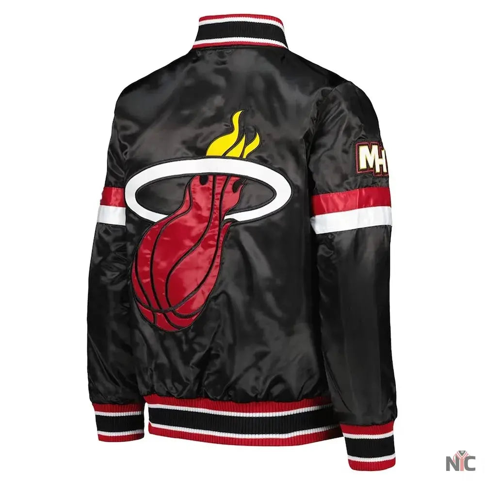 Miami Heat Home Game Black Satin Jacket Clanton Jacket