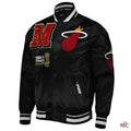 Miami Heat Mash Up Bomber Black Satin Jacket Clanton Jacket