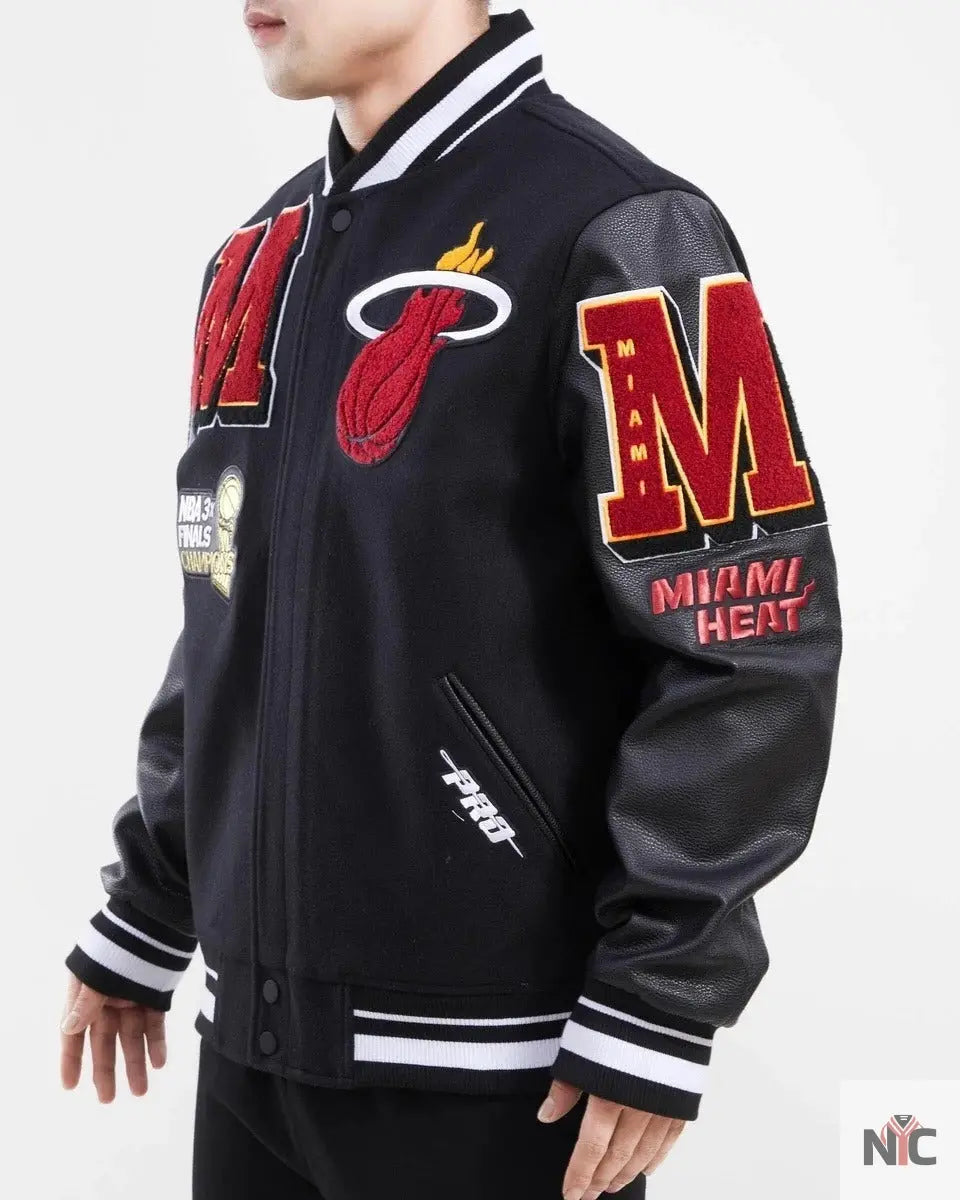 Miami Heat Mash Up Varsity Jacket Clanton Jacket