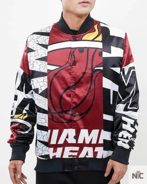 Miami Heat Mashup Satin Jacket Clanton Jacket