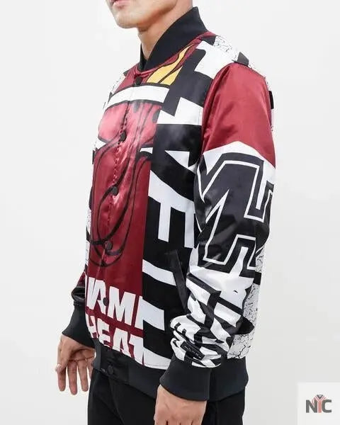 Miami Heat Mashup Satin Jacket Clanton Jacket