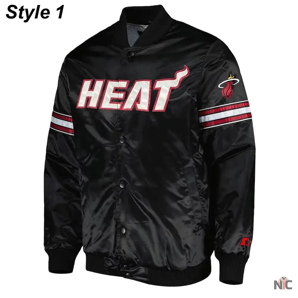 Miami Heat Pick & Roll Full-Snap Satin Jacket Clanton Jacket