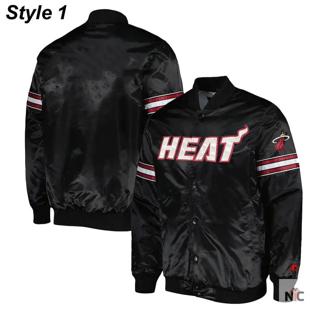 Miami Heat Pick & Roll Full-Snap Satin Jacket Clanton Jacket