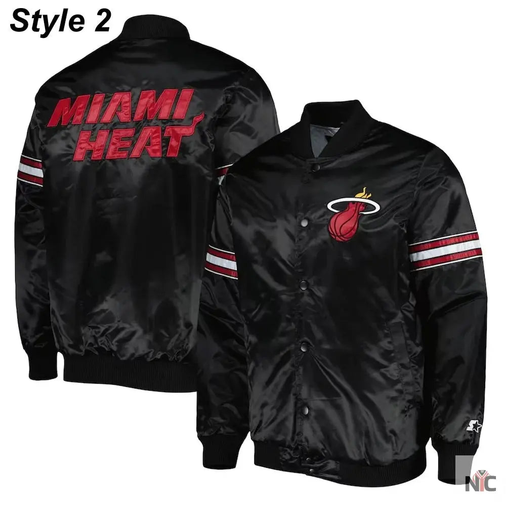 Miami Heat Pick & Roll Full-Snap Satin Jacket Clanton Jacket