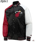 Miami Heat Reliever Full-Snap Black and Red Satin Jacket Clanton Jacket