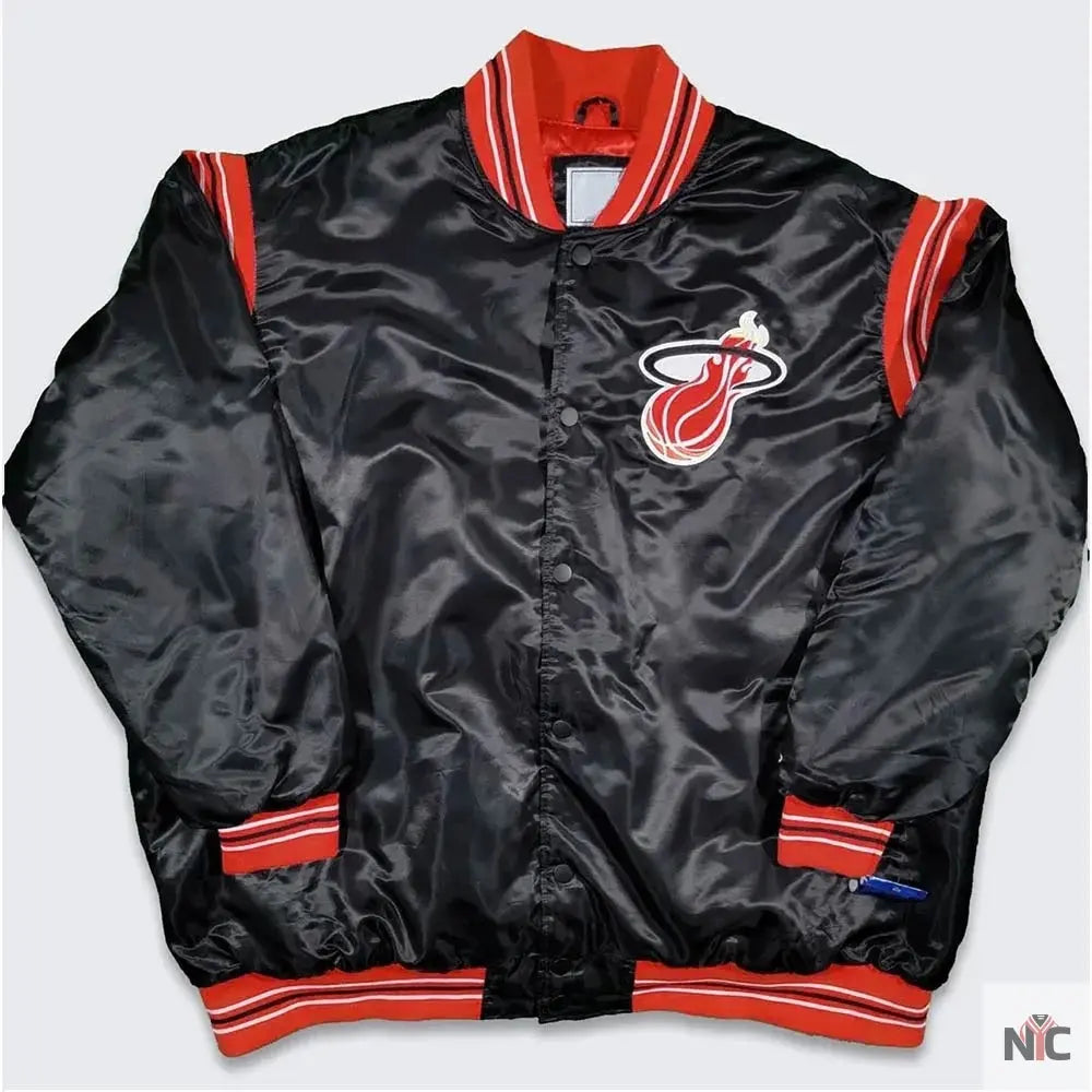 Miami Heat Teddy Black Varsity Satin Jacket Clanton Jacket