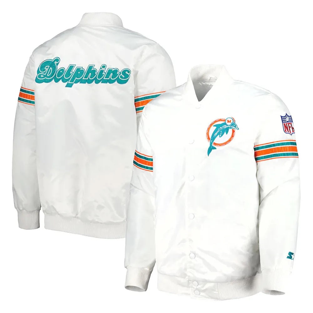 Miami Dolphins The Power Forward White Full-Snap Jacket