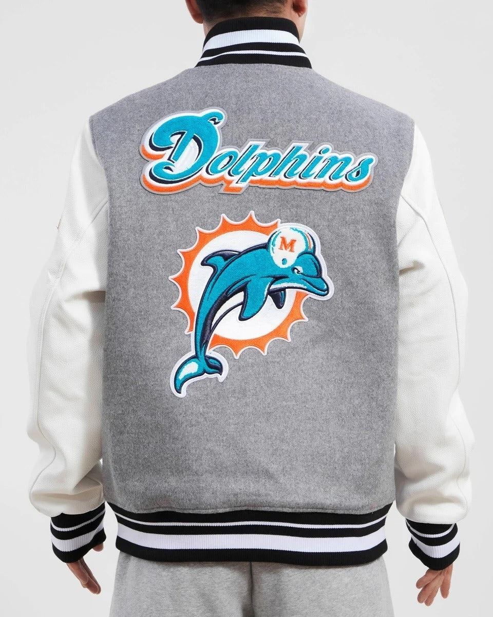 Miami Dolphins Retro Classic Rib Wool Varsity Jacket