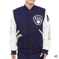 Milwaukee Brewers Blue and White Letterman Jacket Clanton Jacket