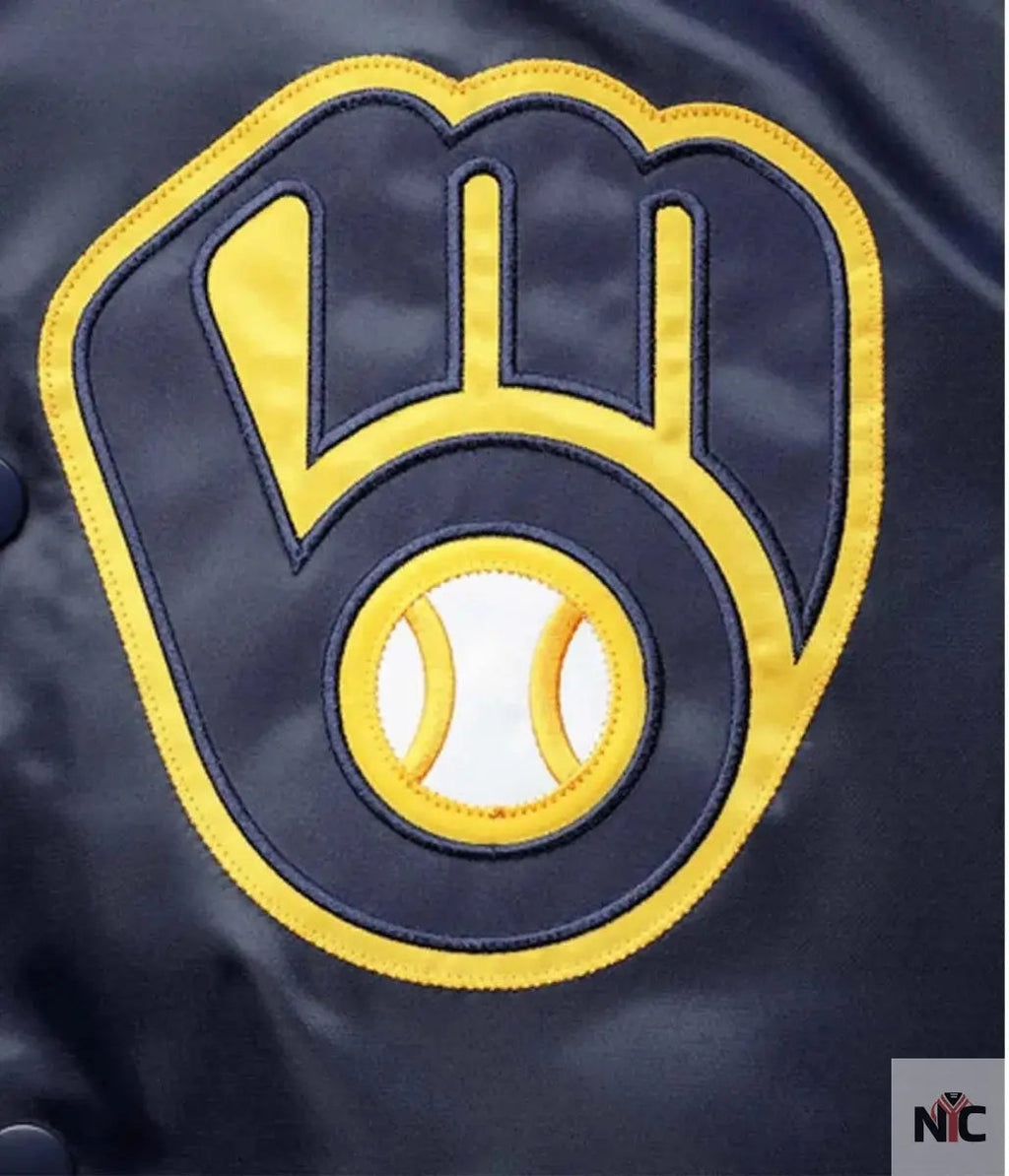 Milwaukee Brewers Reliever Satin Raglan Full-Snap Jacket Clanton Jacket