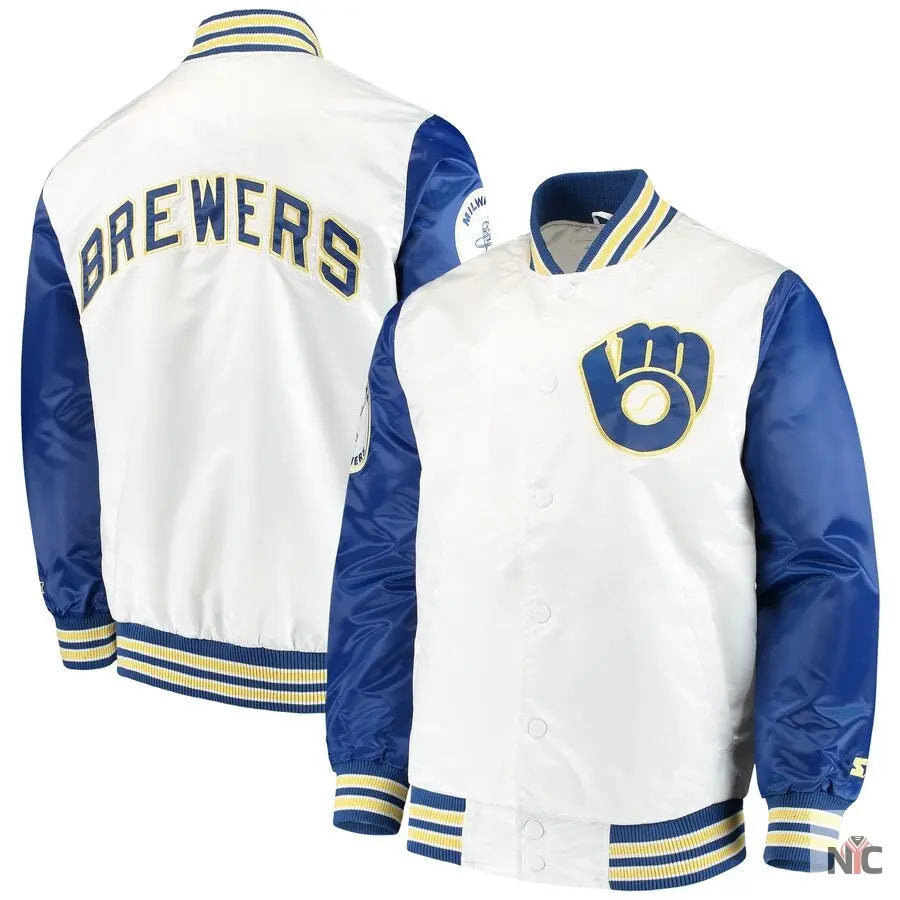 Milwaukee Brewers The Legend White Satin Jacket Clanton Jacket