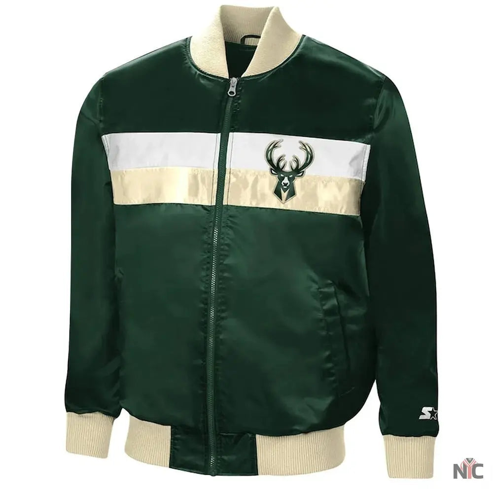 Milwaukee Bucks Ambassador Green Satin Jacket Clanton Jacket