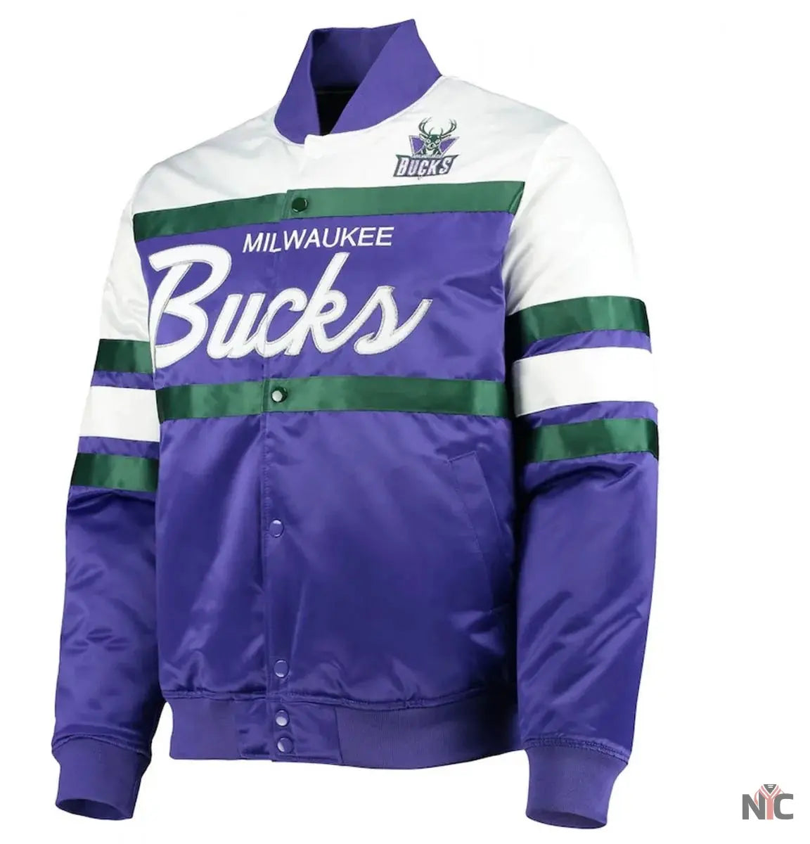 Milwaukee Bucks Hardwood Classics Script Purple Satin Jacket Clanton Jacket