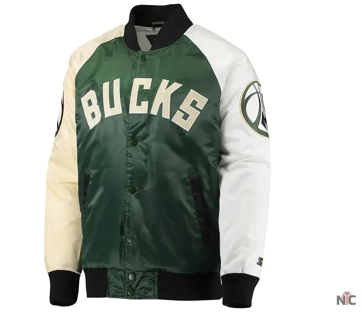 Milwaukee Bucks Tricolor Remix Satin Jacket Clanton Jacket