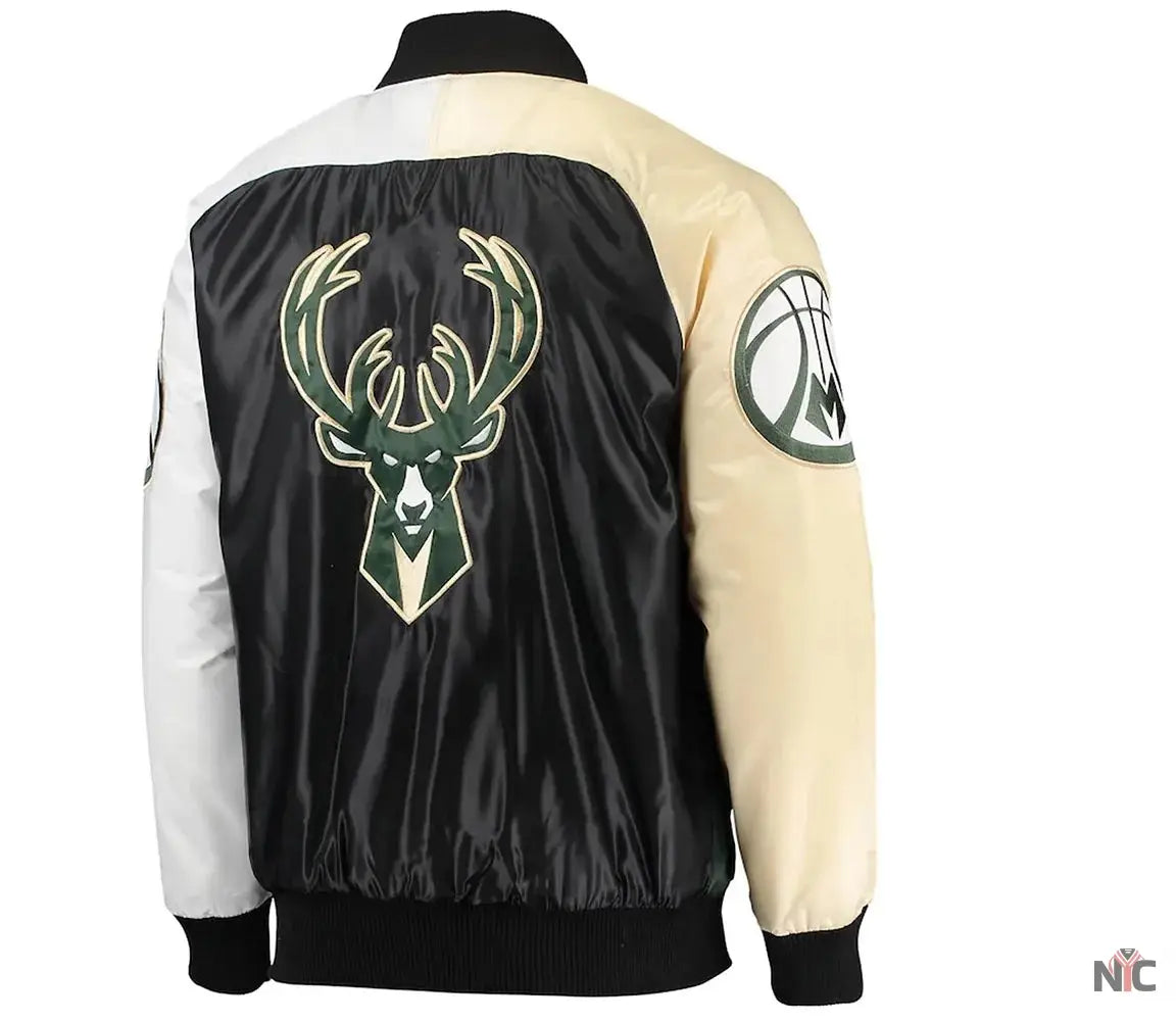 Milwaukee Bucks Tricolor Remix Satin Jacket Clanton Jacket