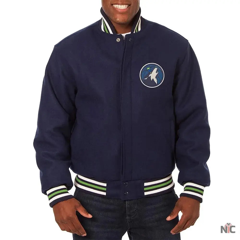 Minnesota Timberwolves Navy Varsity Wool Jacket Clanton Jacket