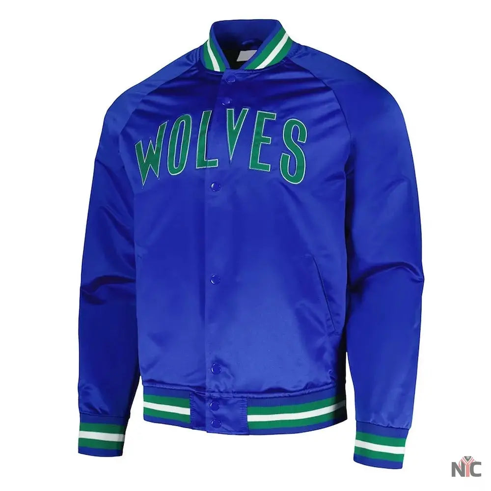 Minnesota Timberwolves Throwback Wordmark Blue Jacket Clanton Jacket