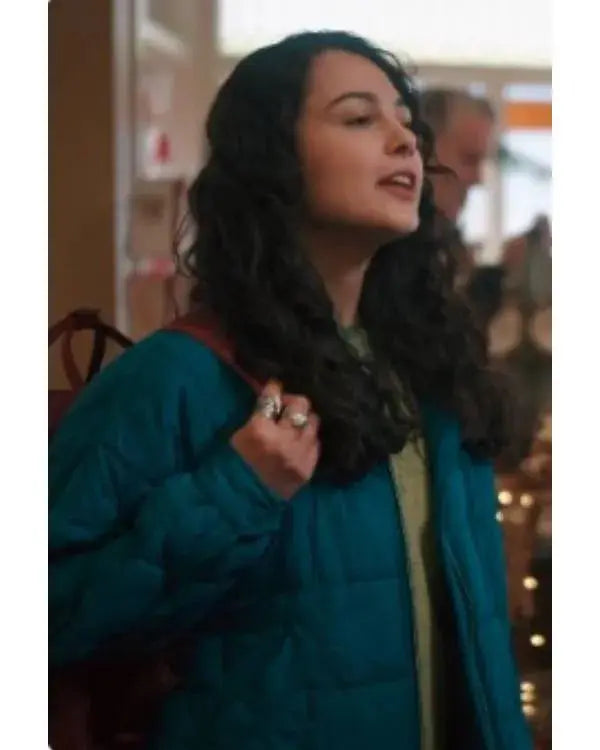 Mistletoe Murders S02 Violet Wilner Blue Quilted Jacket
