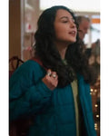 Mistletoe Murders S02 Violet Wilner Blue Quilted Jacket
