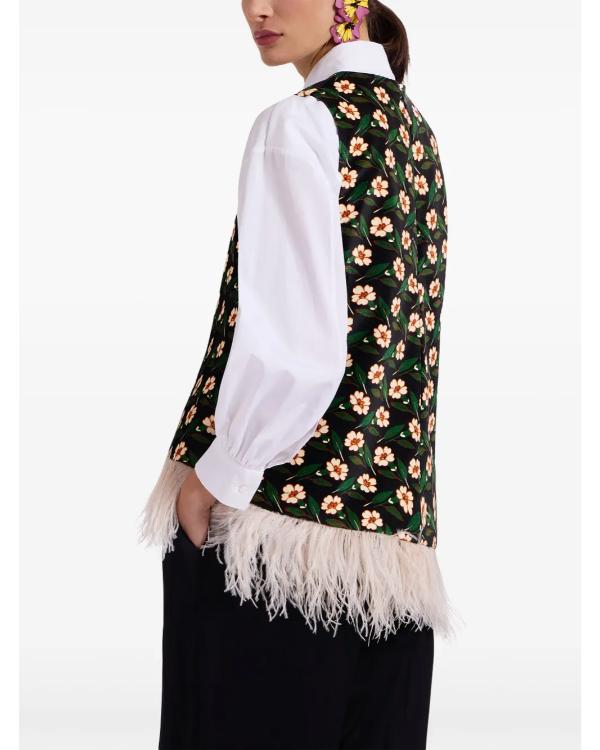 Loot S03 Maya Rudolph Floral Print Feather Trim Top