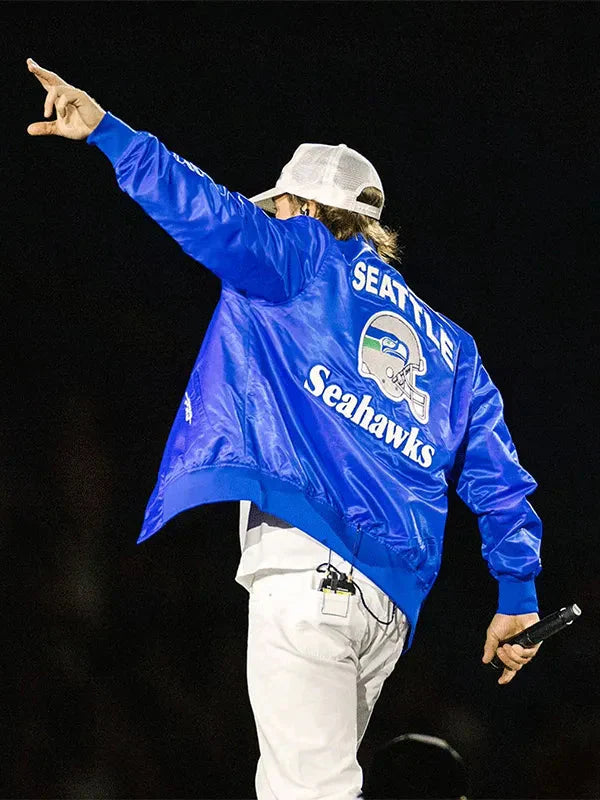 Morgan Wallen Seattle Seahawks Blue Varsity Jacket Clanton Jacket