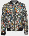 Moschino Couture Multicolor Beverage Cans Print Nylon Bomber Jacket Clanton Jacket
