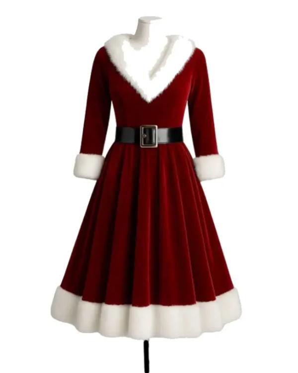 Mrs. Claus Red Velvet Christmas Dress