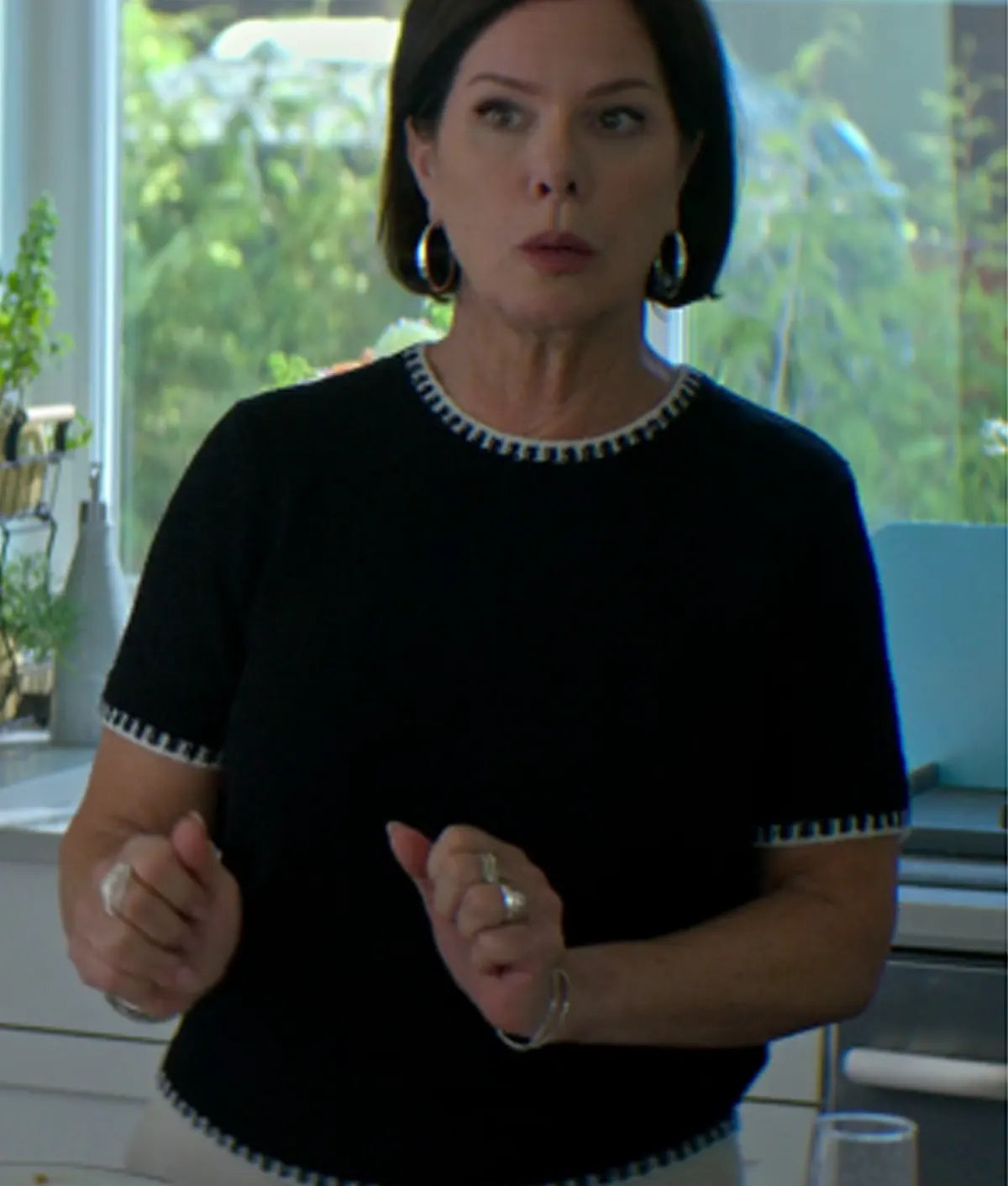 Murder In A Small Town S02 Christie Holman Blanket Stitch Top