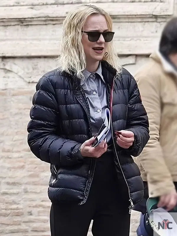 My Spy The Eternal City 2024 Anna Faris Black Puffer Jacket Clanton Jacket