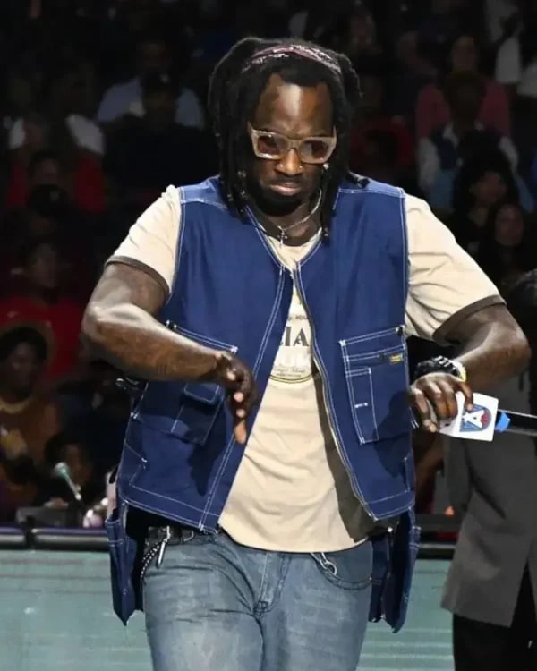 Mykko Montana Halftime Performance 2025 Blue Vest Clanton Jacket