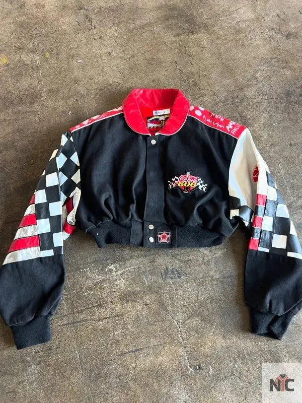 NASCAR Coca Cola 600 Black Cropped Jacket Clanton Jacket