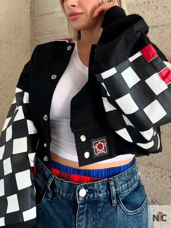 NASCAR Coca Cola 600 Black Cropped Jacket Clanton Jacket