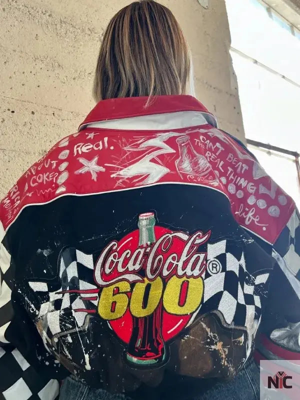 NASCAR Coca Cola 600 Black Cropped Jacket Clanton Jacket