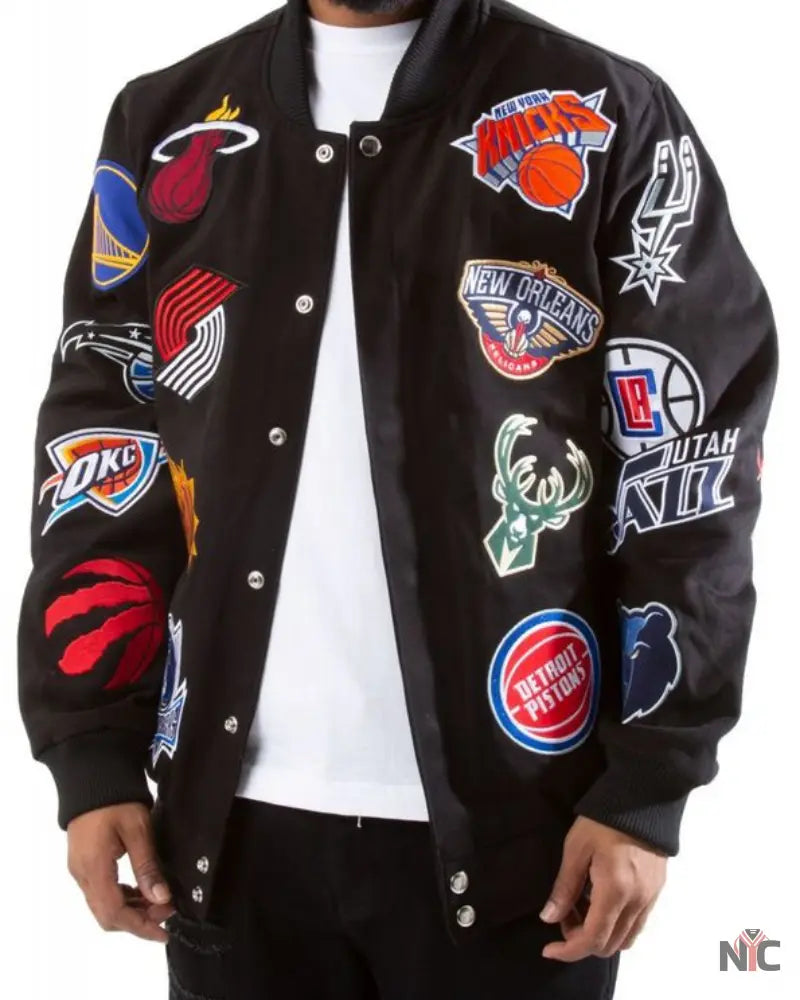 NBA Collage Patch Bomber Jacket Clanton Jacket