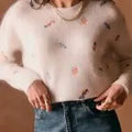 NBC News Daily Ellison Barber White Floral Sweater